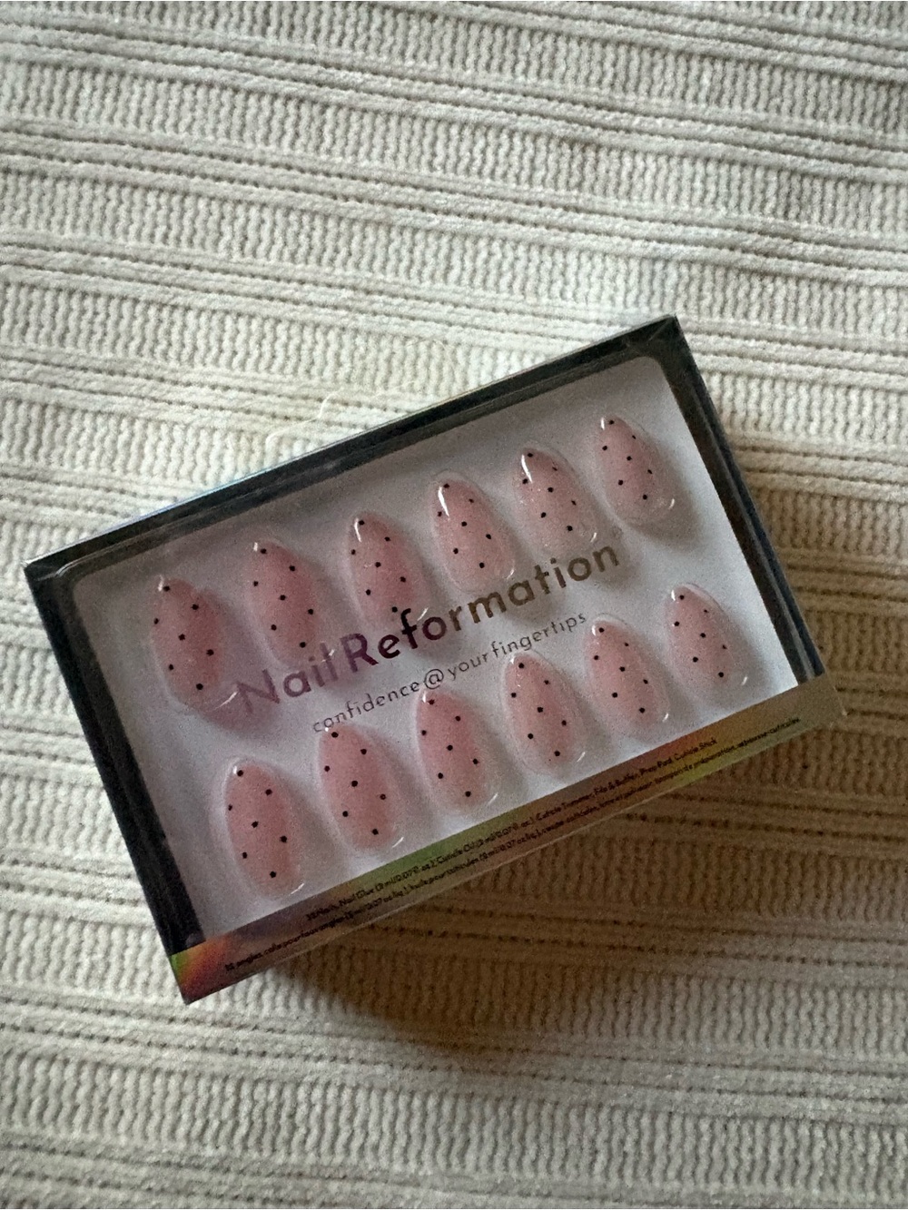 Nail Reformation Pink Press on Nails Set with Black Polka Dots